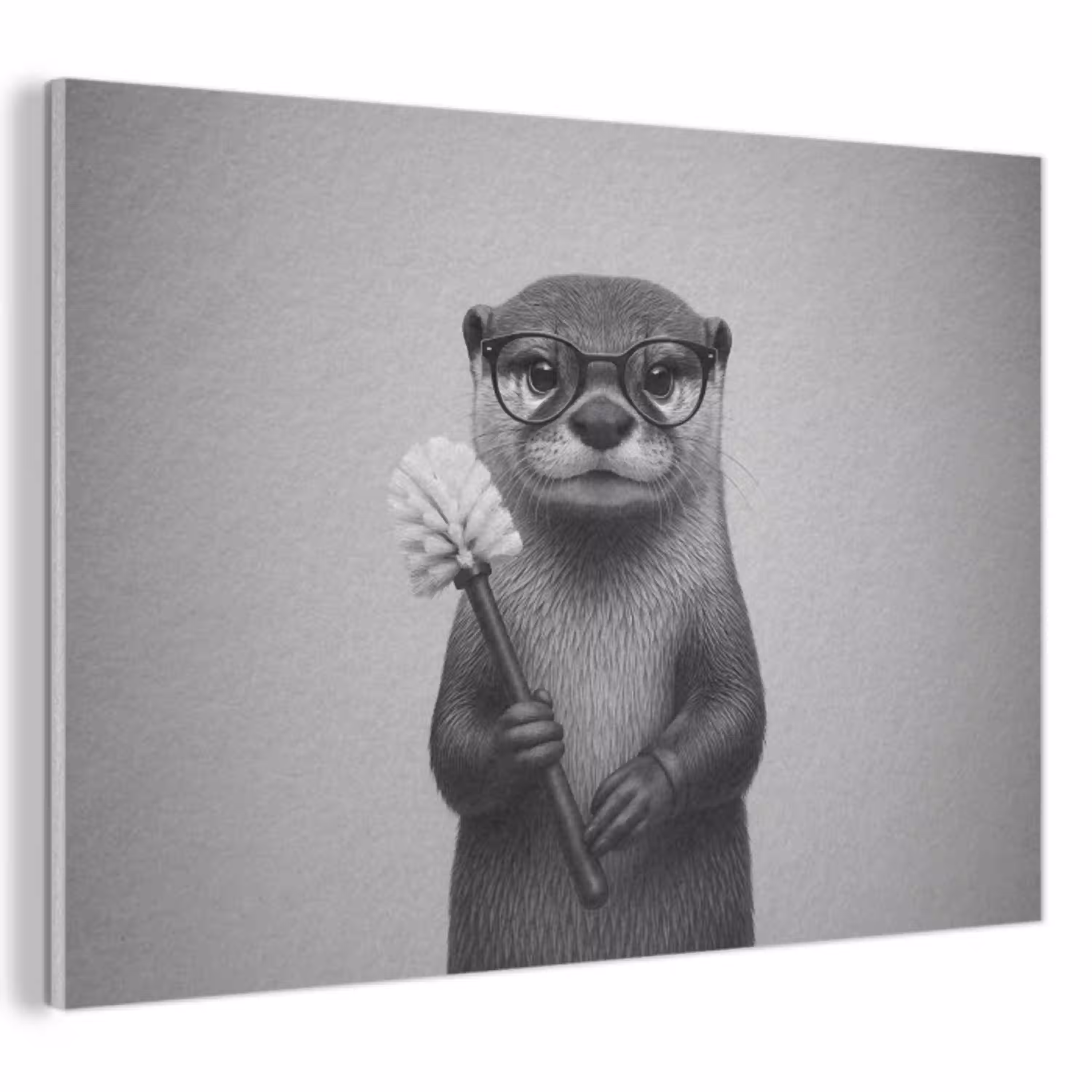 Otter - Wc-borstel - Bril - Zwart - Wit PET vilt klein -3d