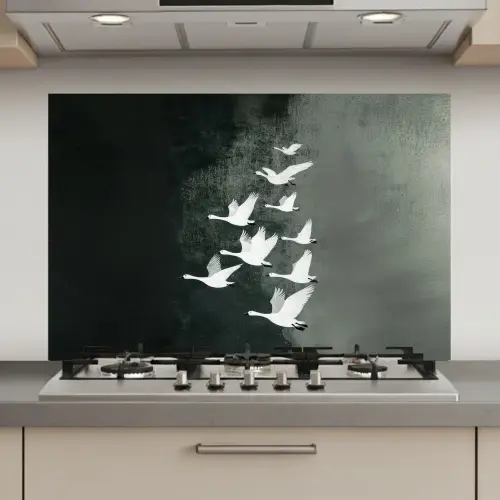 Vogel - Japandi - Groen keuken achterwand spatscherm klein -3d_website