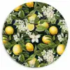 Hangende - Citroenen - Witte - Bloemetjes Wandcirkel plexiglas klein 852 -3d