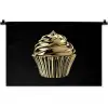Cupcake - Eten - Goud - Zwart Wandkleed katoen klein -zz3d