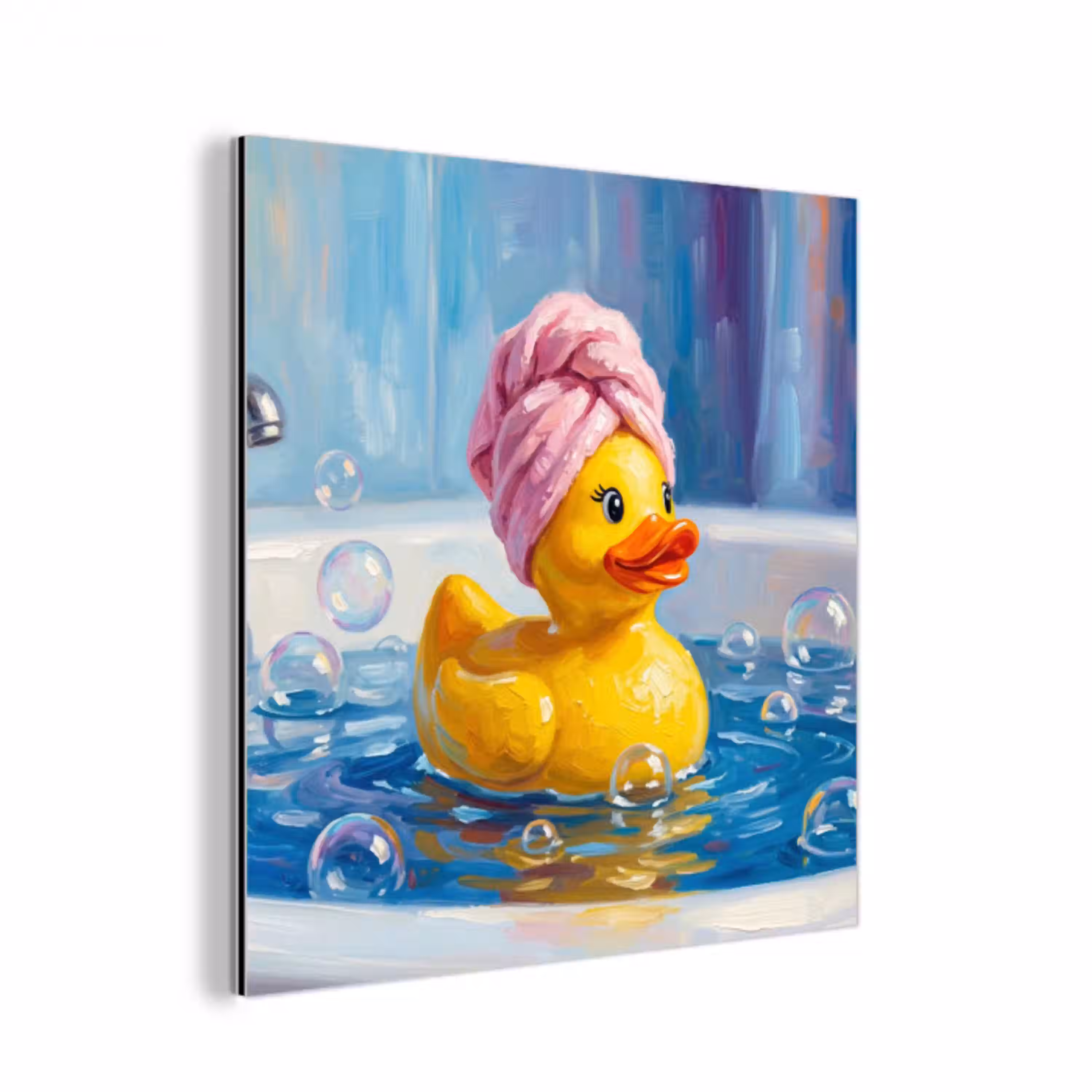 Creatief - Badeend - Kleurrijk aluminium wit klein -3d
