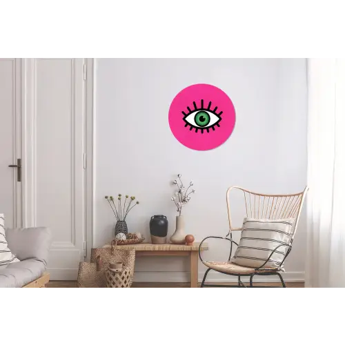 Minimalistisch - Oog - Roze Wandcirkel aluminium klein -woonkamer