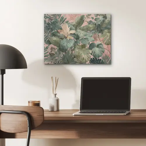 Compositie van bladeren - Groen - Roze PET vilt klein -sfeer5
