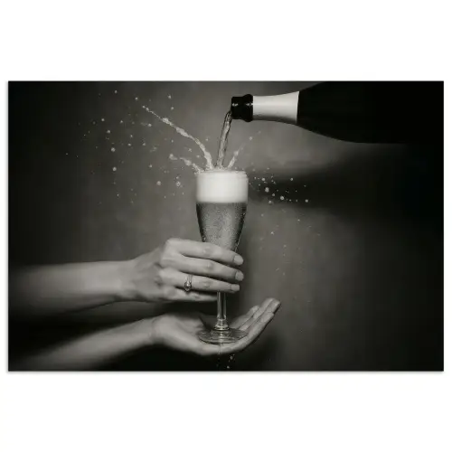 Champagnefles - Glas - Minimalistisch - Spetters poster papier klein -3d