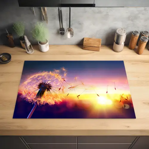 Paardenbloem - Bloemen - Zonsondergang - Horizon - Nacht Inductie beschermer vinyl 3mm klein -sfeer5
