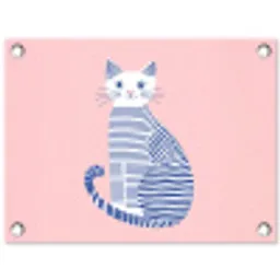 Kat - Illustratie - Minimalistisch - Roze tuinposter los doek klein -3d