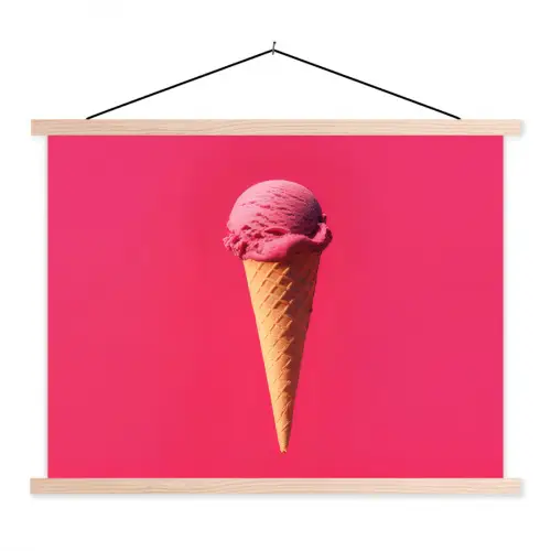 Schepijs - Roze - Hoorntje textielposter latten blank klein -3d