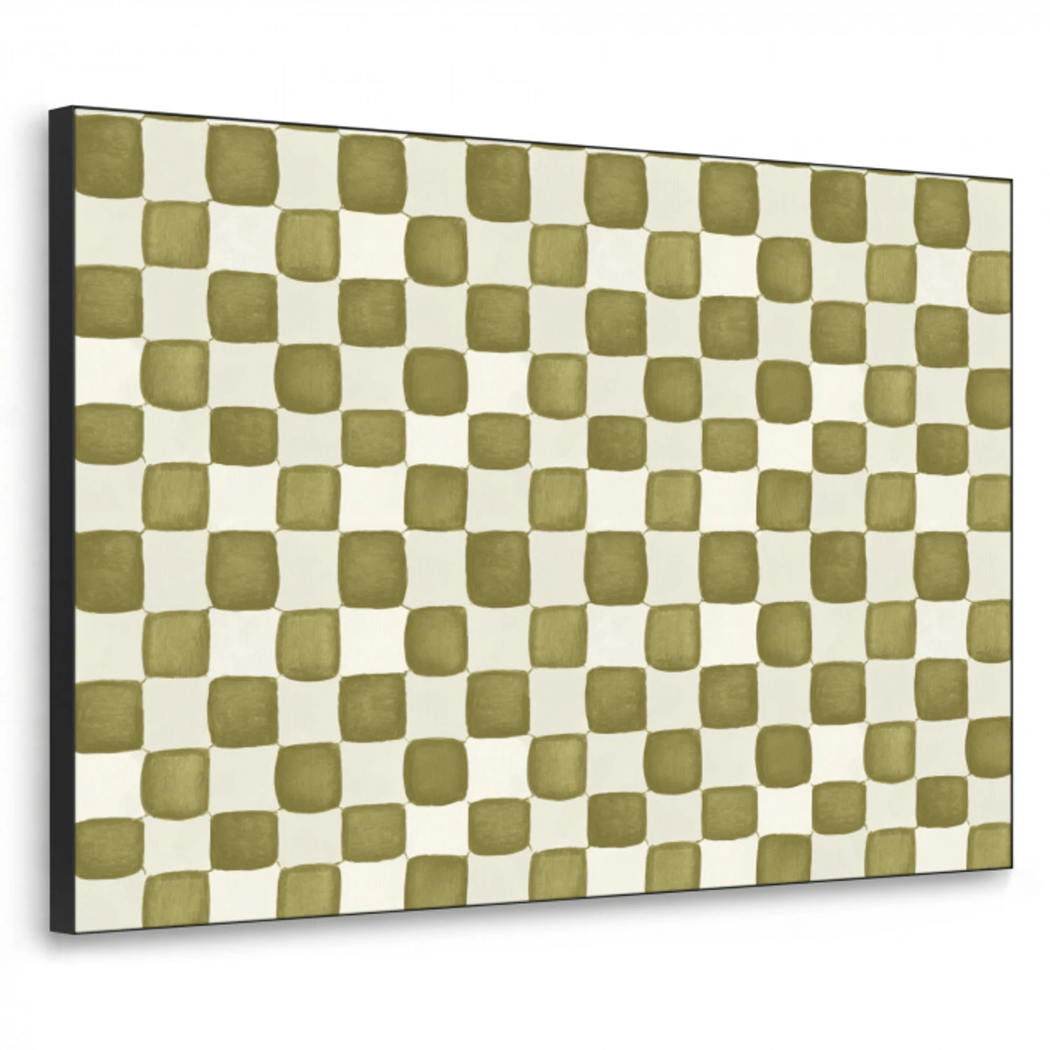 Schaak - Patroon - Groen Textielframe zwart klein 947 -3d