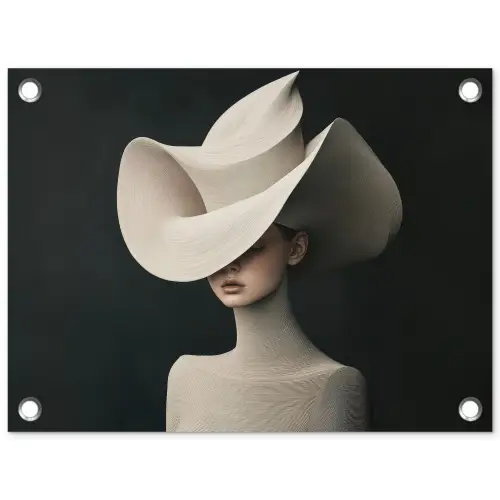 Vrouw - Golvende - Hoed tuinposter los doek klein -3d