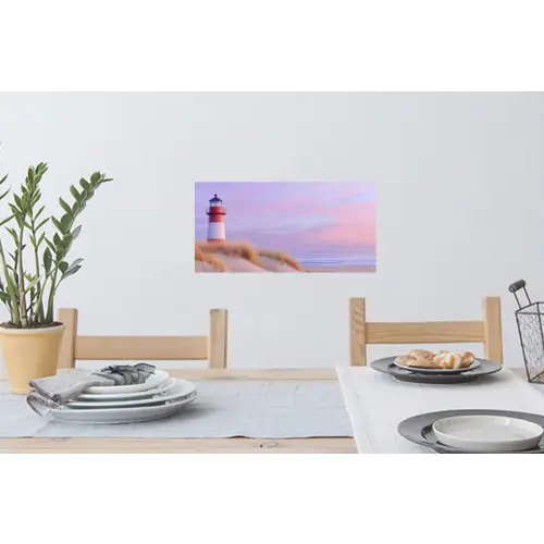 Vuurtoren - Duinen - Zonsondergang Muursticker klein -eettafel
