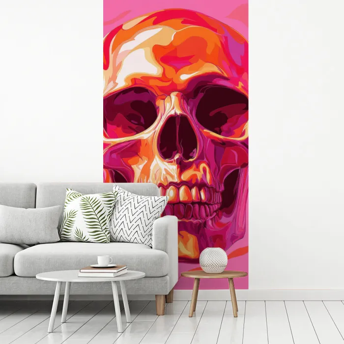 Felroze - Tanden - Schedel fotobehang vinyl groot -woonkamer