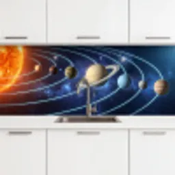 Ruimte - Zonnestelsel - Blauw keuken achterwand 2 middel -3d