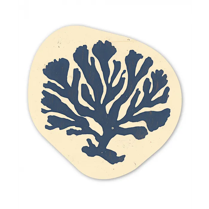 Blauw koraal - Vertakkingen - Beige Wandcirkel Organisch Forex 3mm klein -3d