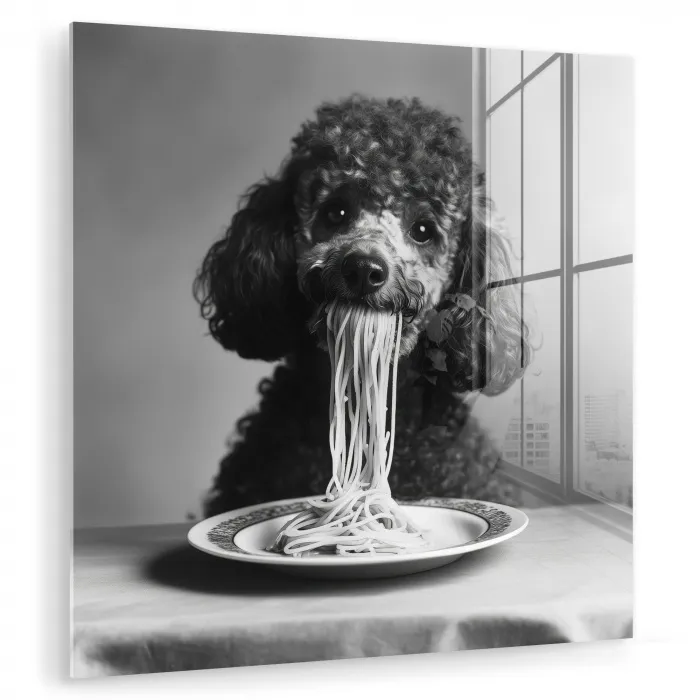 Poedel - Hond - Zwart - Wit - Schattig - Pasta plexiglas 5mm klein -zzzproduct_nieuw