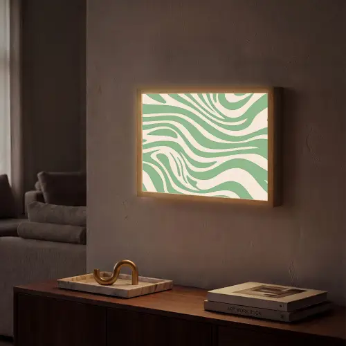 Zebrapatroon - Groen - Retro Light Box met batterij (Wandlamp) middel -sfeer1
