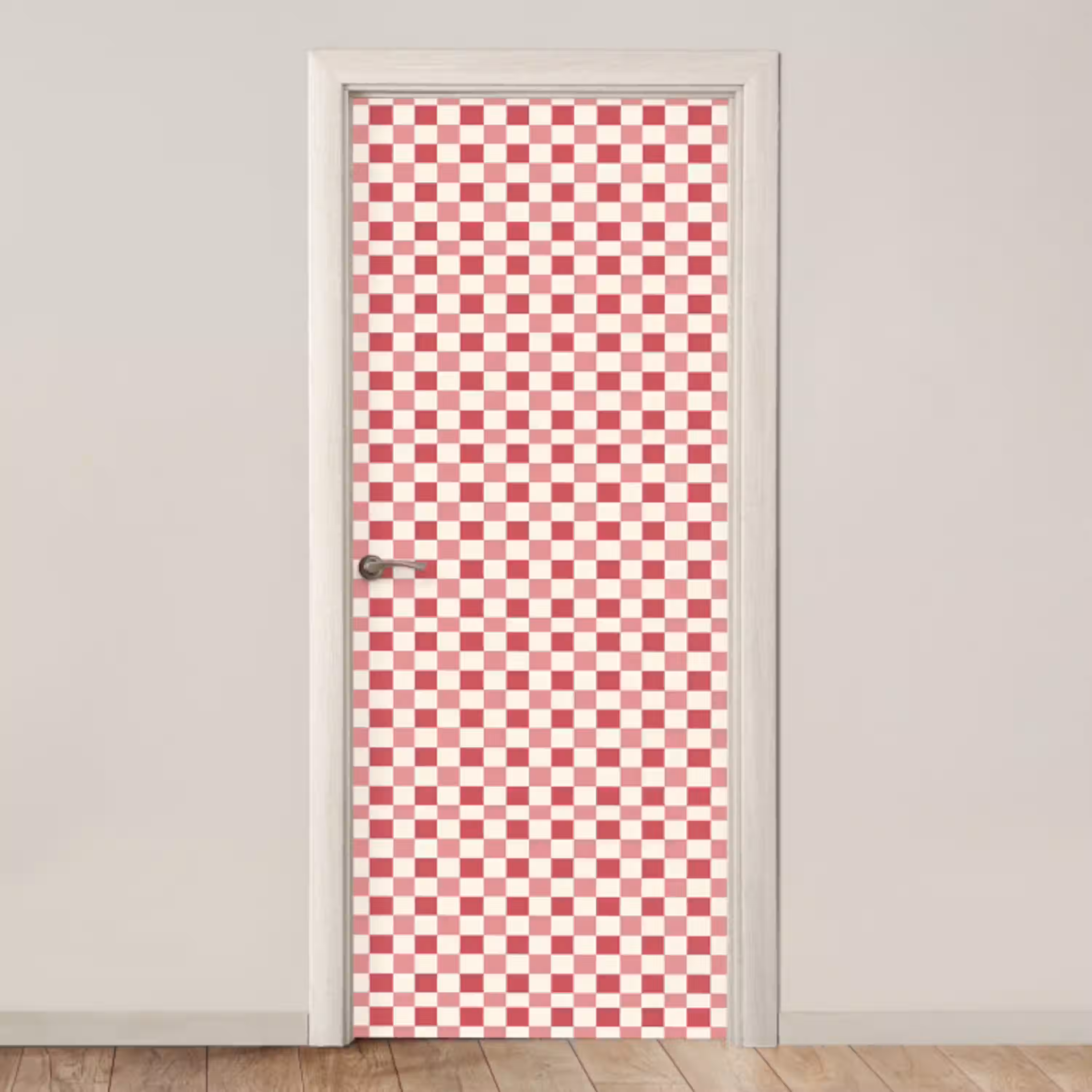 Patroon - Schaak - Roze deurposter klein 289 -3d_beige