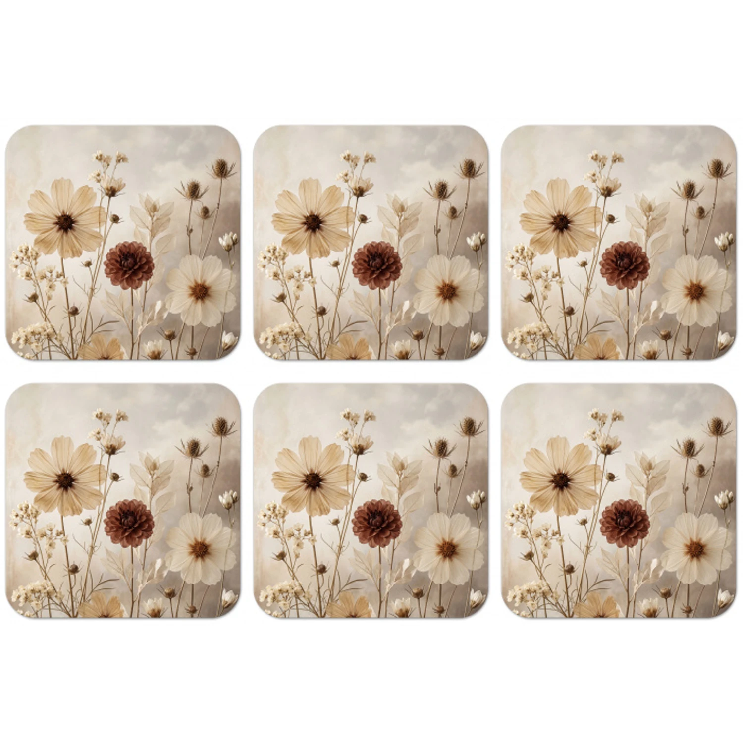 Wilde bloemen - Botanisch - Vintage - Natuur - Rustiek onderzetter kurk middel -zkaufland3dotto