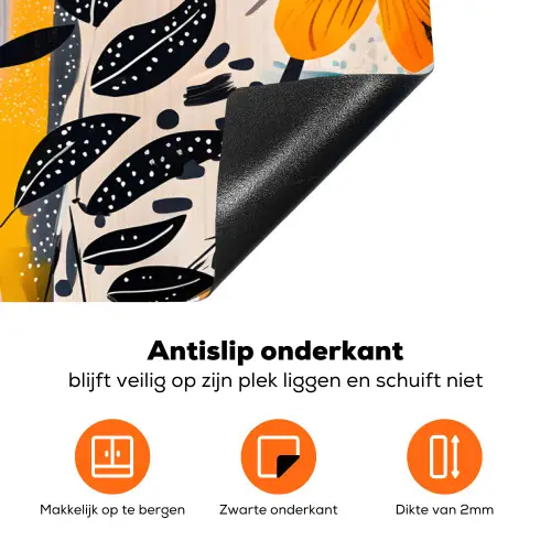 Bloemen - Bladeren - Abstract - Kleurrijk Inductie beschermer vinyl 3mm klein -zzzzzzz-td-onderkant