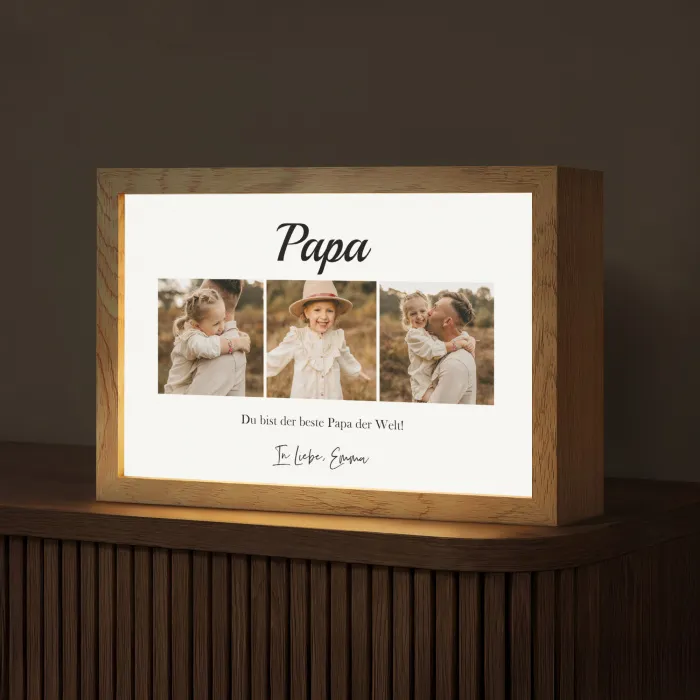 Papa - Fotocollage - 3 Fotos Light Box met kabel (Tafellamp) klein -z3d_website