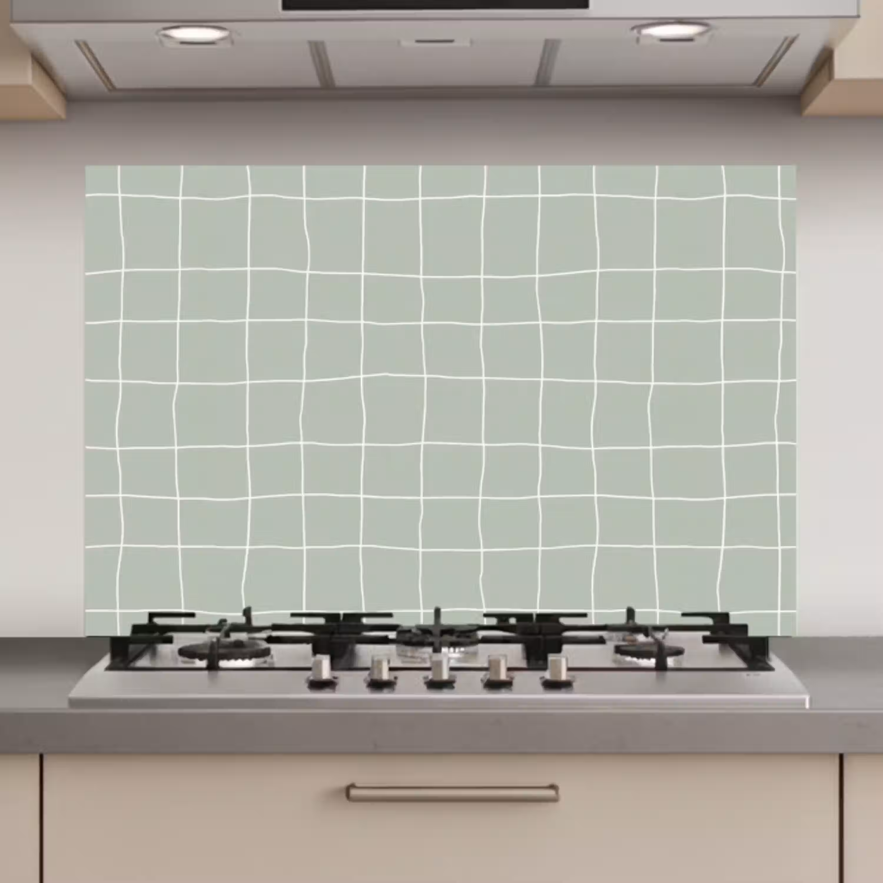 Ruitpatroon - Golvend - Groen keuken achterwand spatscherm klein 900 -3d_website