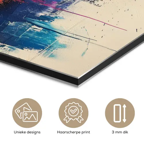 Watercolor - Kunst - Modern aluminium wit klein -closeup_NL