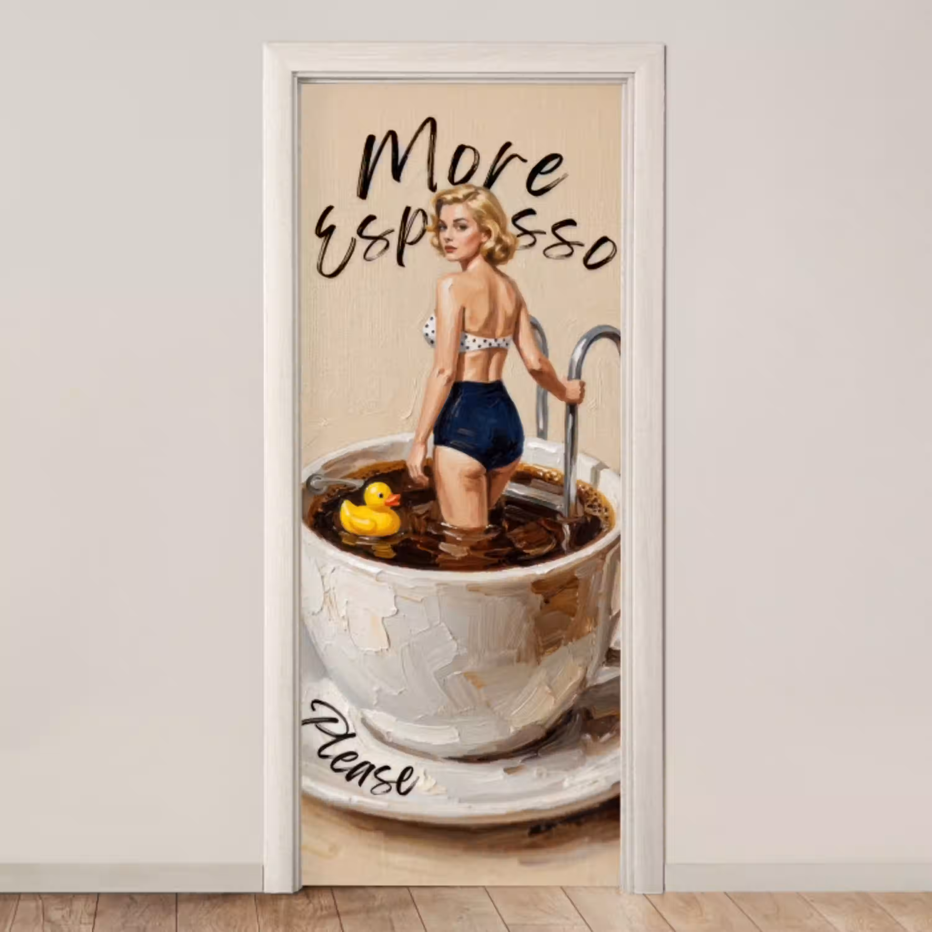 More espresso - Koffie - Eend deurposter klein -3d_beige