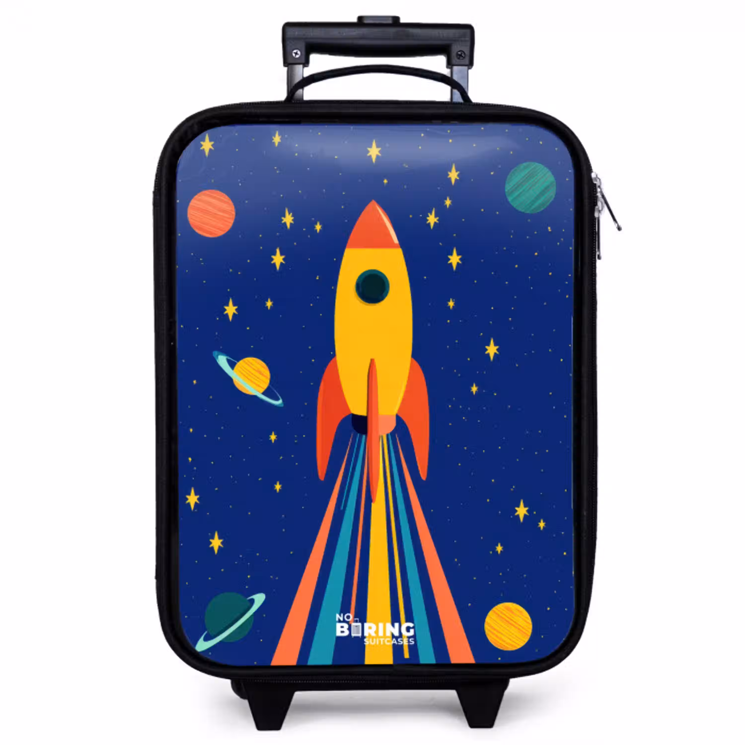 Raket - Sterren - Planeet - Ruimte Kinderkoffer - Zwart klein -zzz_website3d