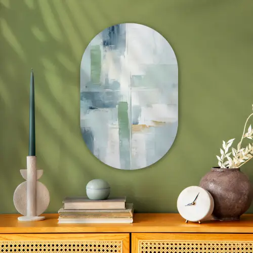 Verf - Moderne kunst - Abstract - Grijs Wandcirkel Ovaal Forex klein -sfeer2