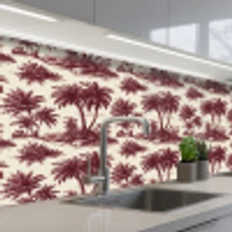 Tropisch - Geometrisch - Bordeauxrood keuken achterwand 2 middel 871 -3d_schuin