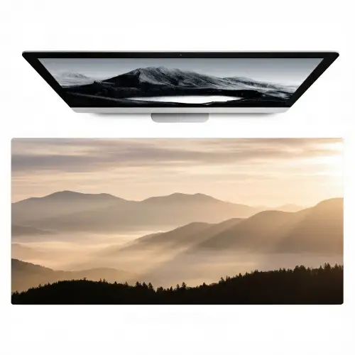 Bergen - Mist - Zonnestralen Muismat XXL klein -zzz3d