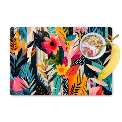 Schilderij - Abstract - Bloemen - Roze Placemat vinyl groot -zzzproduct_Kitchenyeah-website