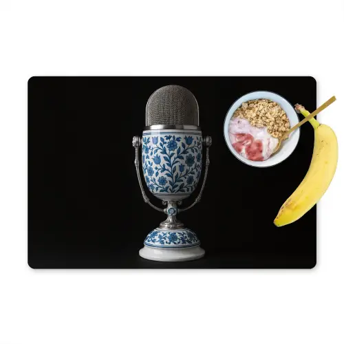 Microfoon - Delfts blauw - Muziek Placemat vinyl groot -zzzproduct_Kitchenyeah-website