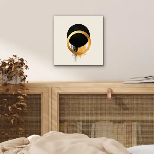 Abstract ontwerp - Zwarte cirkel - Verfvlekken aluminium wit klein -sfeer3