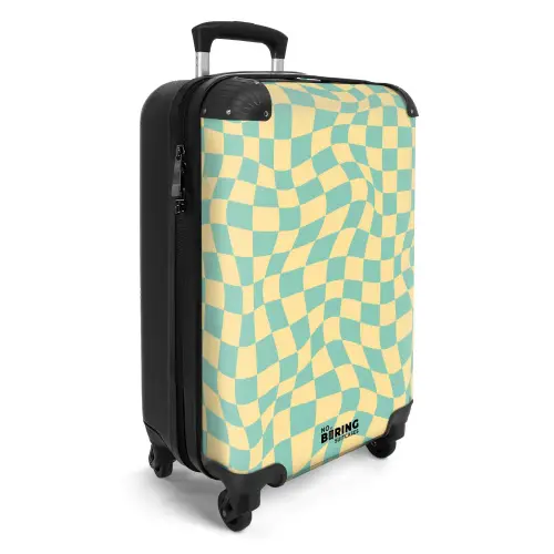 Squares - Groen/Gele golven NBS - Handbagage koffer - Kinderen Unisex middel -productfoto_3d
