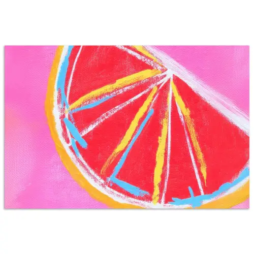 Grapefruit - Geschilderd - Roze - Strepen poster papier klein -3d