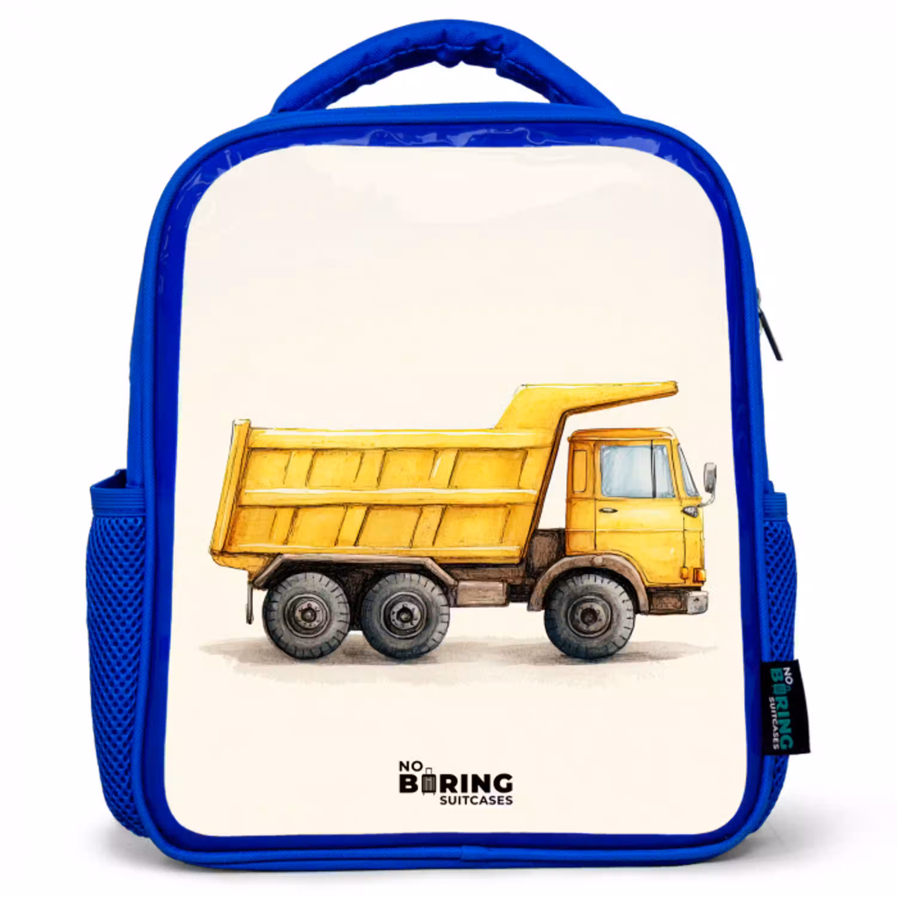 Kiepwagen - Getekend - Geel Kinderrugzak - Blauw middel -3d