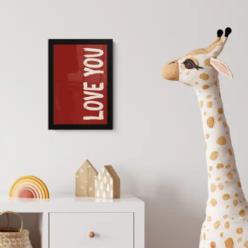 Schuin - Loveyou - Rood fotolijst zwart zonder passe partout klein -usfeer4_kinderkamer