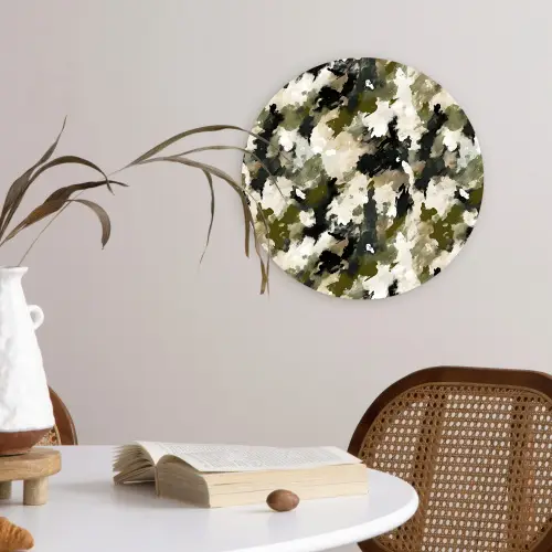 Donker - Groen - Camouflage - Schilderachtig Wandcirkel plexiglas klein 852 -sfeer4