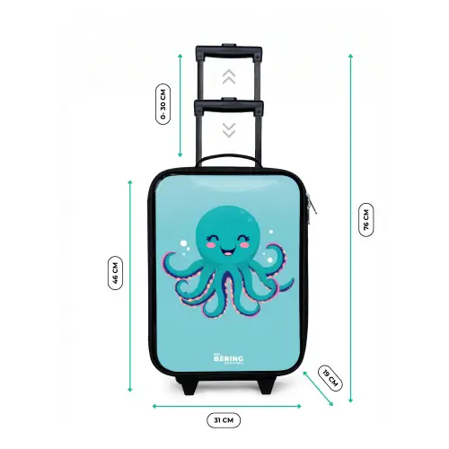 Octopus - Water - Blauw Kinderkoffer - Zwart klein -productfoto_formaten