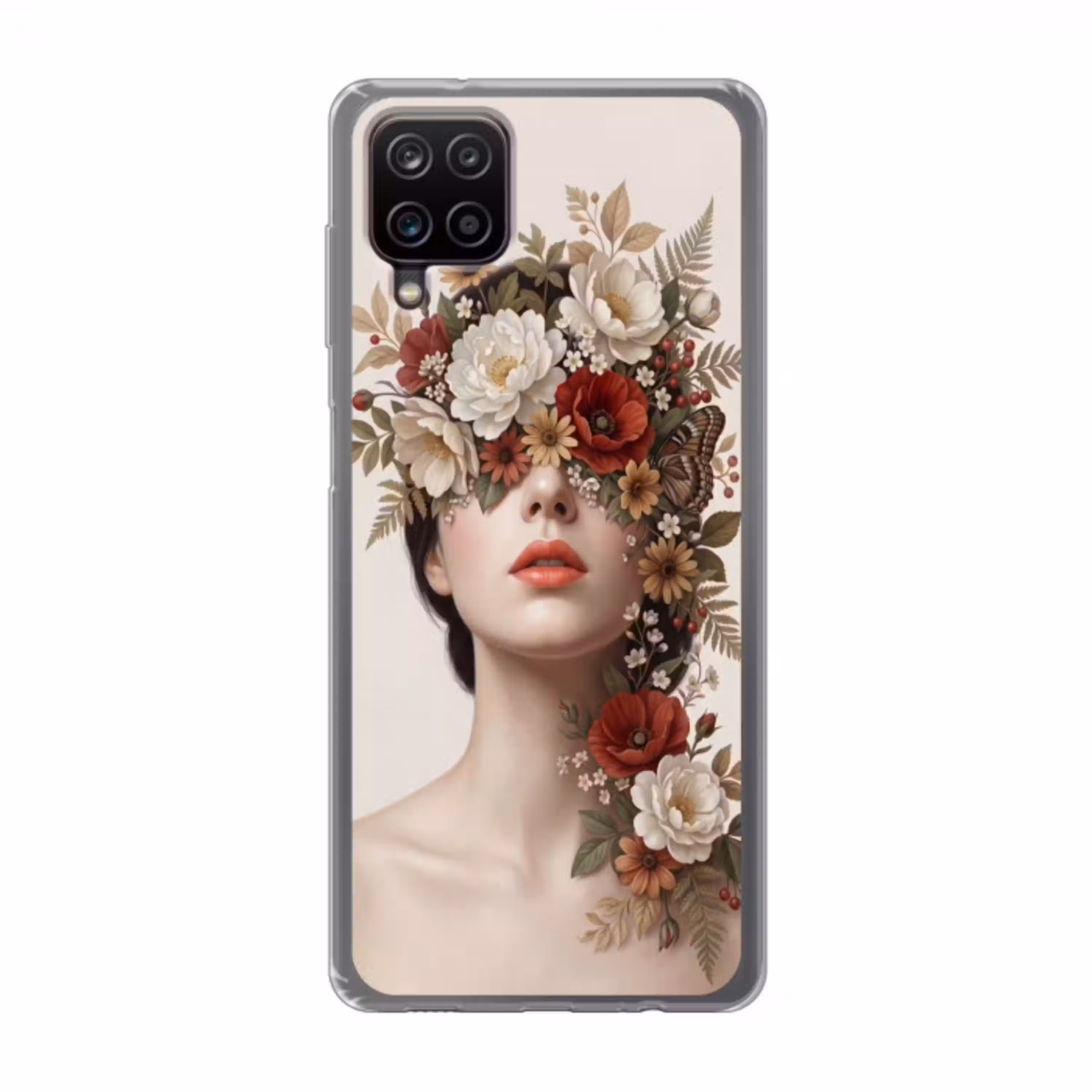 Portret - Bloemen - Cremé Telefoonhoesje Samsung Galaxy A12 klein -3d