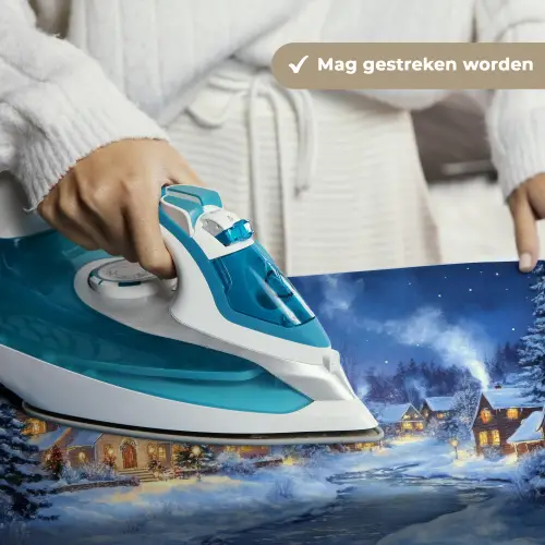 Winteravond - Kerstdorp - Donker Wandkleed katoen klein -sfeer9