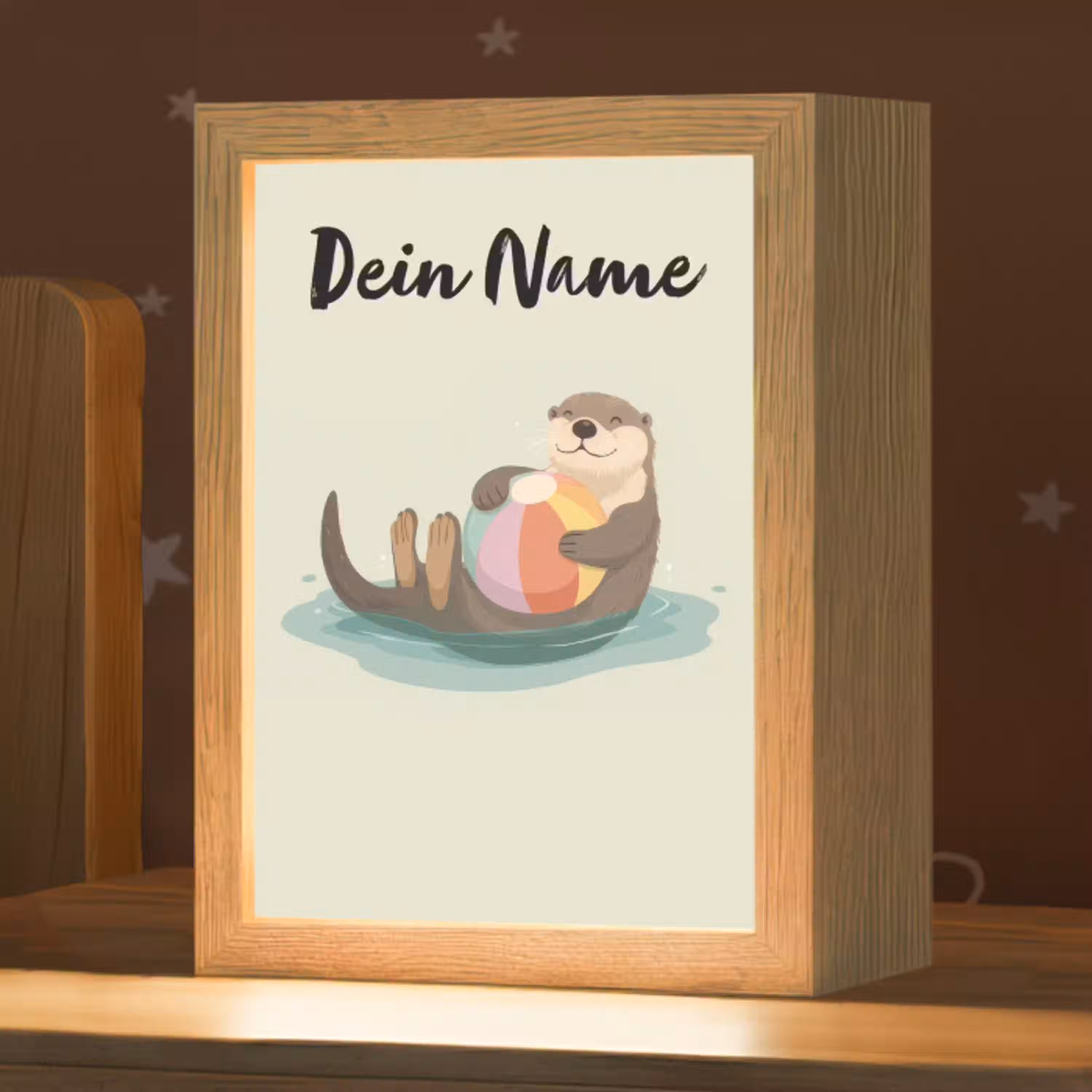 Otter - Strandbal - Kleurrijk Light Box met kabel (Kinderlampje) klein -zzz_3d_website