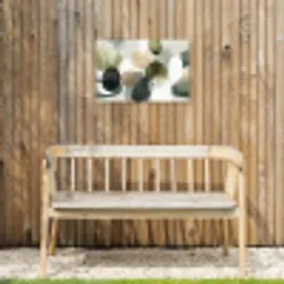 Minimalistisch - Cirkels - Penseelstreken - Beige Tuinposter op houten frame 2 cm dik klein -sfeer4