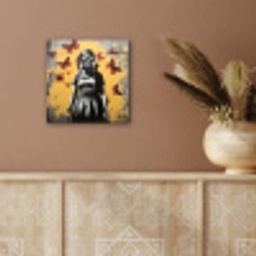Meisje - Gasmasker - Vlinders - Graffiti aluminium wit klein -sfeer4