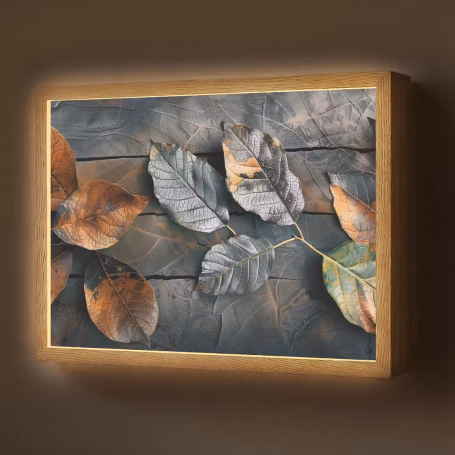 Lightbox - Wandlamp - Bladeren - Herfst - Grijs - Natuur