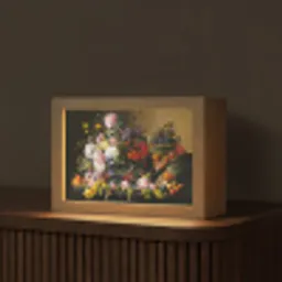 Stilleven met bloemen en fruit - Kunstwerk - Oude meesters Light Box met kabel (Tafellamp) klein -z3d_website