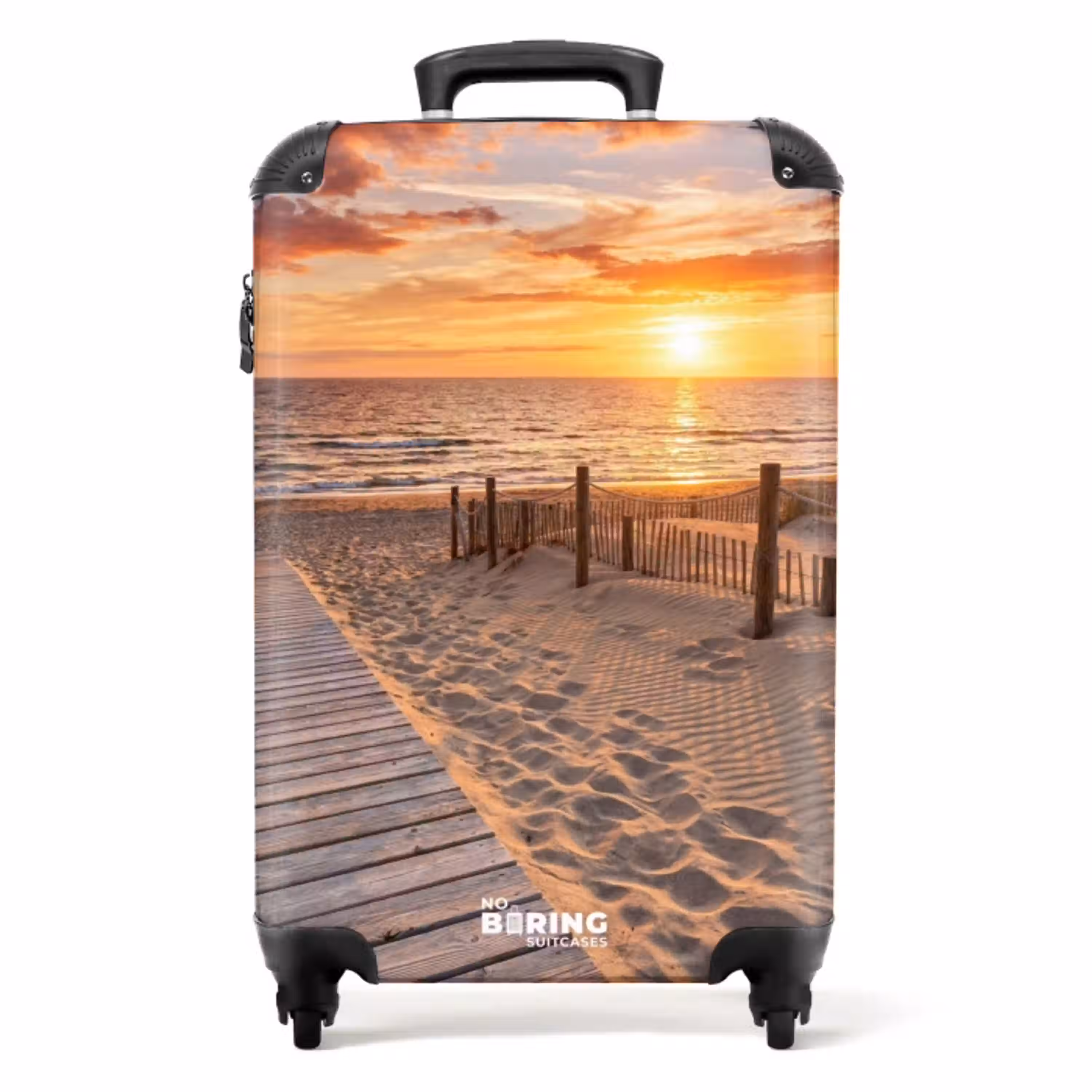 Strand - Zonsondergang - Zee - Natuur - Oranje NBS - Handbagage koffer - Volwassenen Unisex middel -productfoto_recht