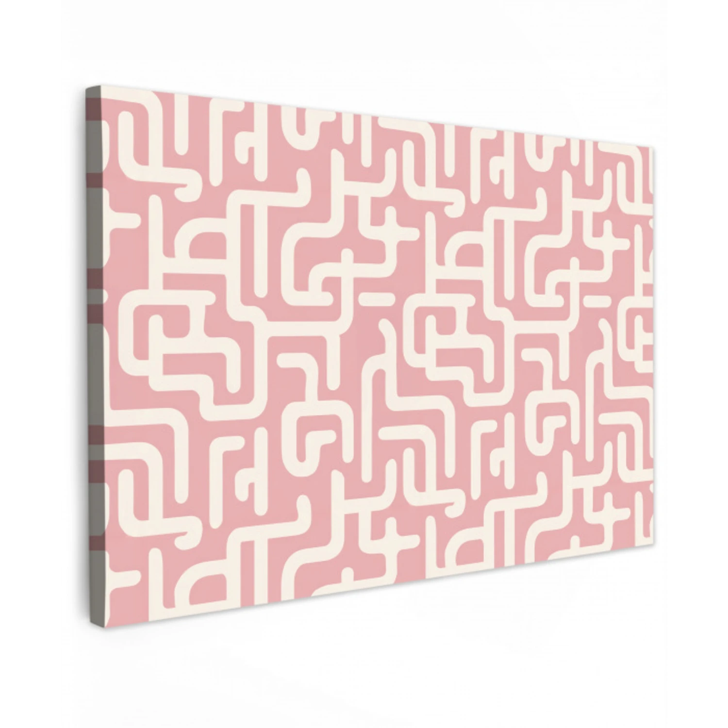 Doolhofpatroon - Roze - Wit - Abstract Tuinposter op houten frame 2 cm dik klein 845 -3d