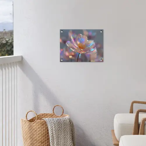 Bloem - Transparant - Pastelkleuren - Druppels tuinposter los doek klein -sfeer8