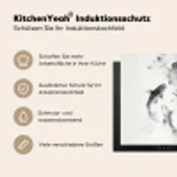 Lotusbloemen - Vissen - Bladeren - Zwart Inductie beschermer vinyl 3mm middel -tsfeer2_DE